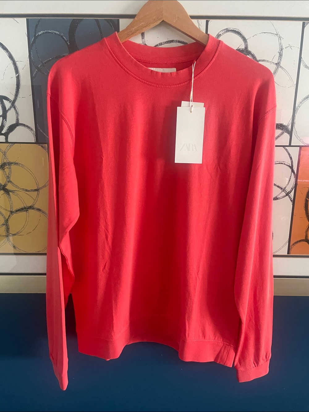 Zara Red Long-Sleeve Crewneck Sweatshirt